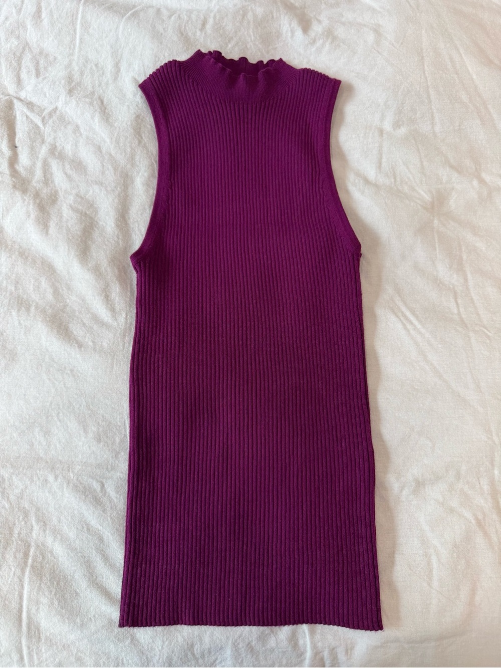 Michael Stars Kara Sleeveless Ribbed Mock Neck Top - Deep Plum XS